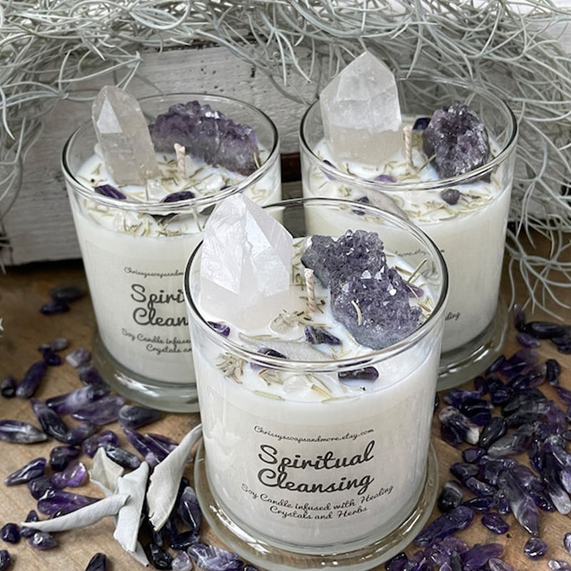 Luxury Home Decoration Custom Soy Wax Glass Jar Scented Candle With Crystal