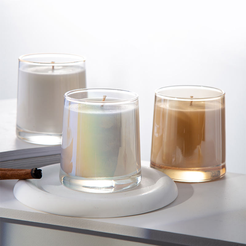 AIKUN Luxury Soy Wax Plating Color Electroplate Glass Aromatherapy Candles Private Label Essential Oil Scented Candles