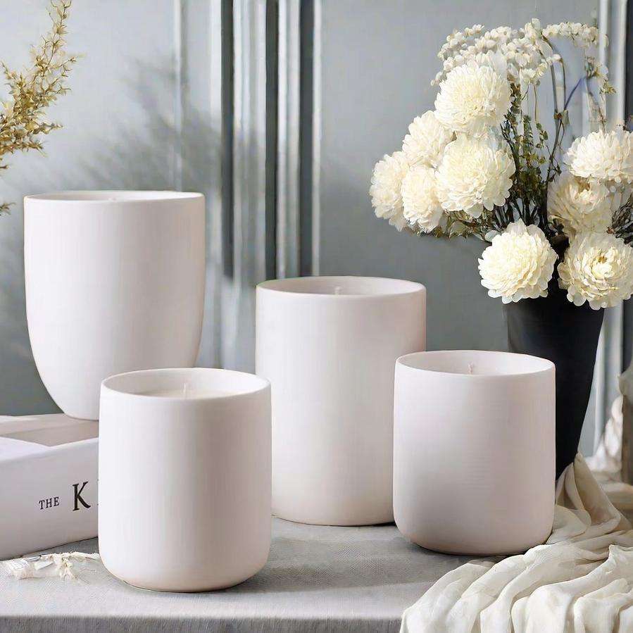 Aikun Wholesale Cheap Simple Ceramic Scented Candle Cups Ceramic Candle Jars Soy Wax For Christmas Used For Family Weddings