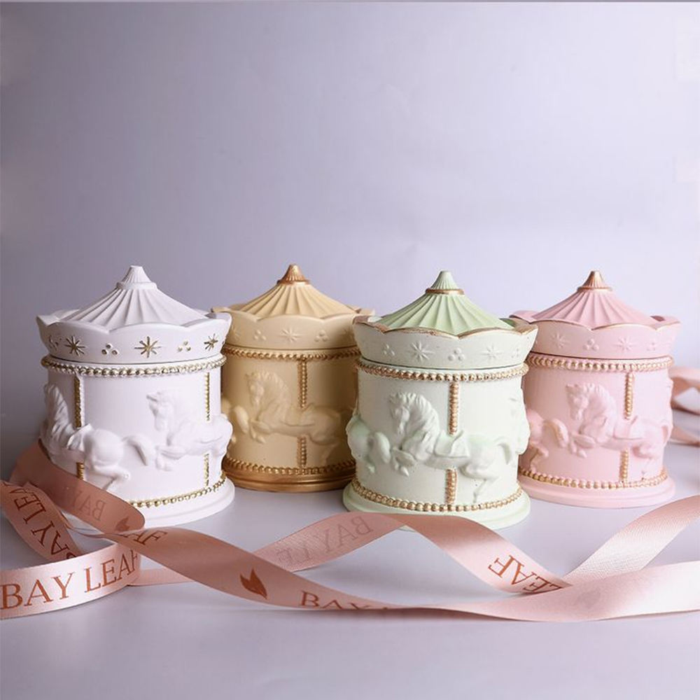 AIKUN Latest Factory-Direct Aroma Candle Ceramic Cup Rotating Horse Packaging Fragrant Scents for Air Purification Home Decor
