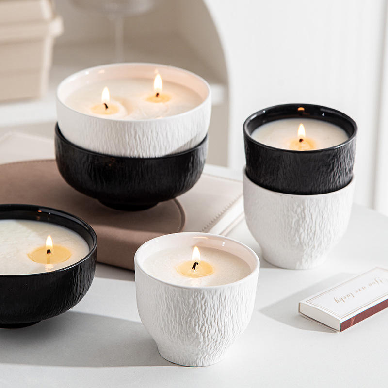 AIKUN Luxury Relief Ceramic Creative Home Fragrance Aroma Candle Cup for Decor