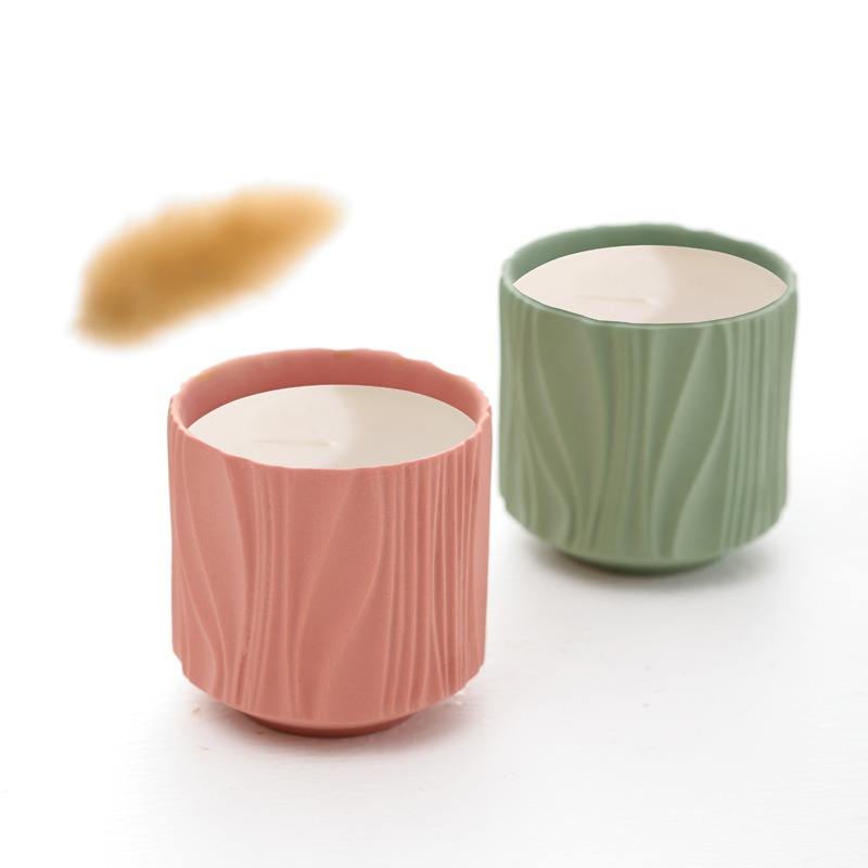 Ins Handmade European Style Relief Ceramic Scente Candle Empty Jars Container for Luxury Candles