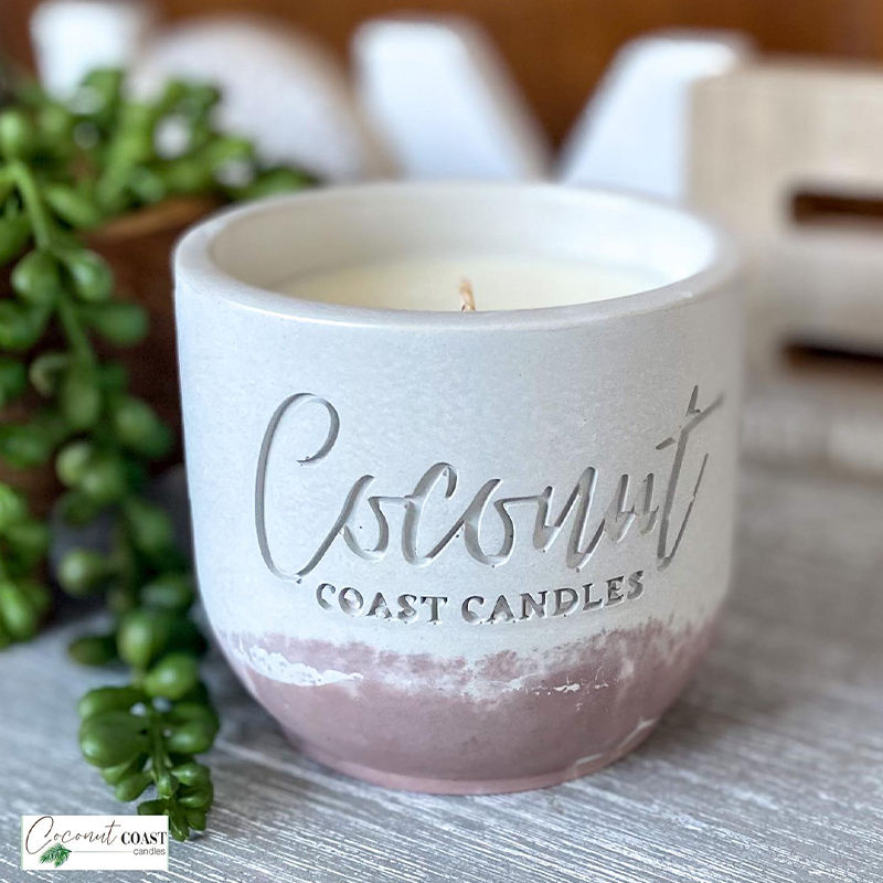 Durable Custom Soy Wax Scented Candle Cylinder Engrave Ceramic Candle for Homeware Tranquillity Collection