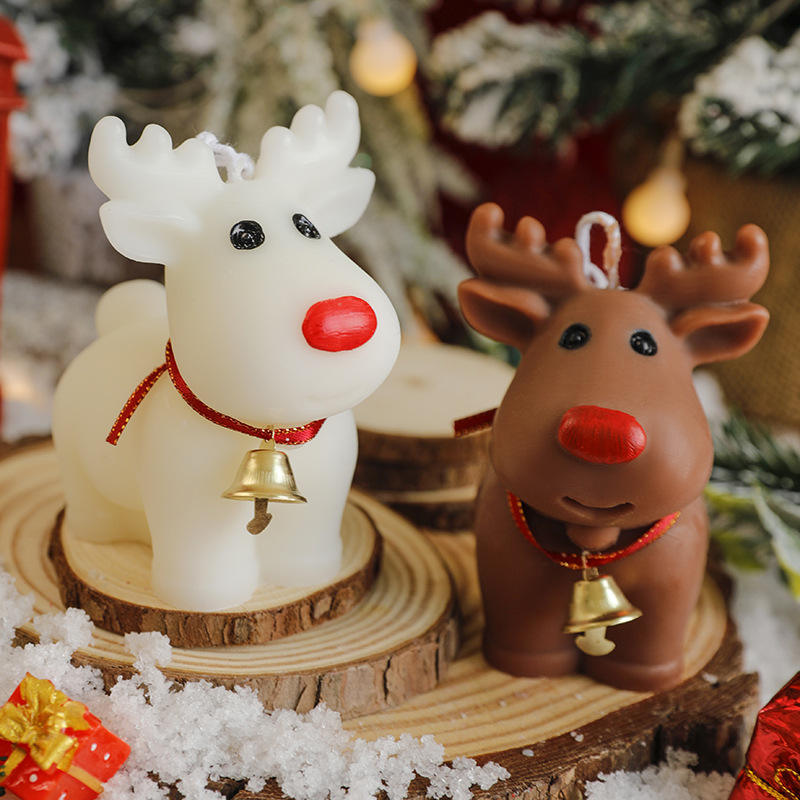 Custom High Quality Soy Wax Mini Aromatherapy Scented Christmas Elk Candle for Home Party