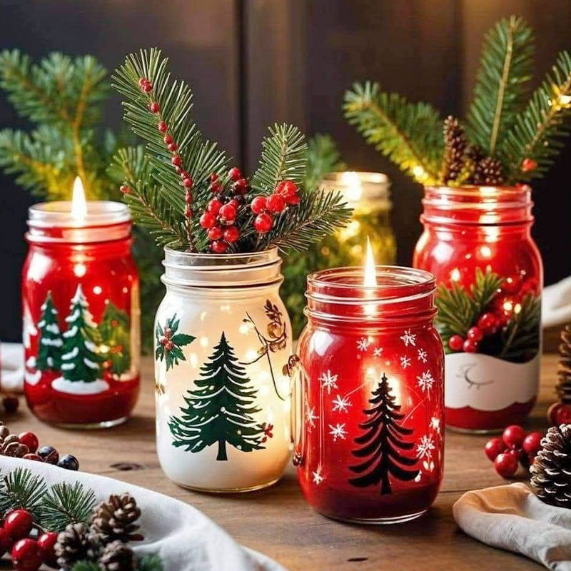 Best Sellers During Holidays Soy Wax High Quality Romantic Christmas Glass Candles for Home Bedroom Glass Candle Jar