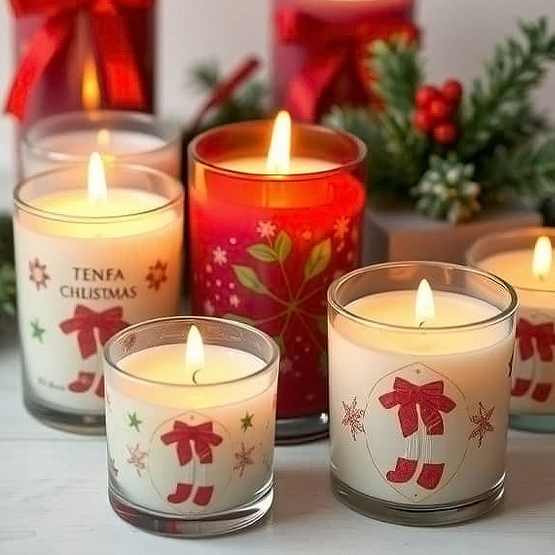 Wholesale Soy Wax Perfume Fragrance Scented Glass Candle Jars clear Glass Candle for Christmas Decoration