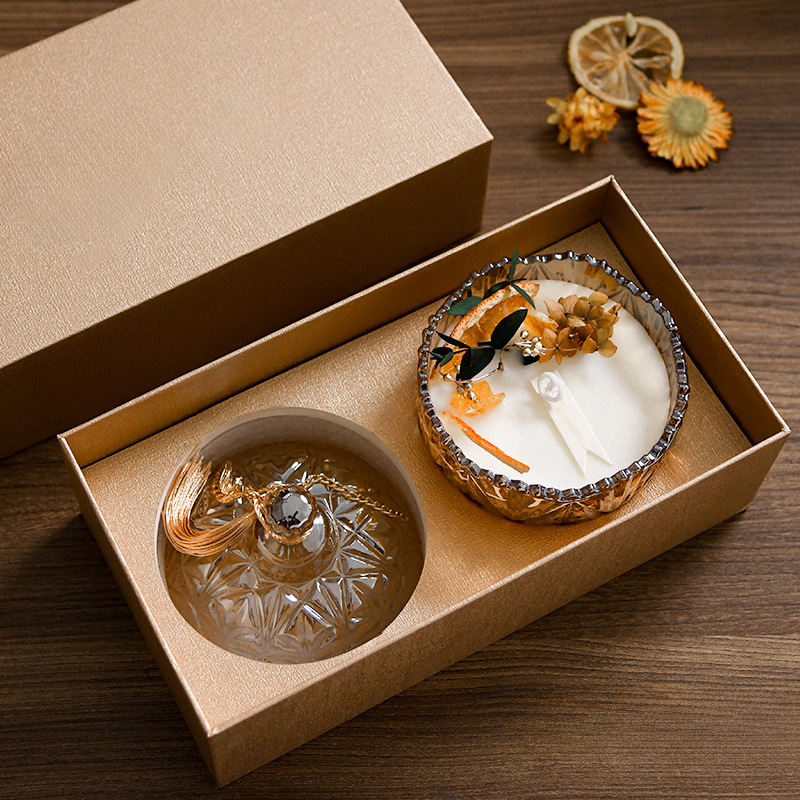 Dried Flowers Soy Wax Candle in Glass Jar Gift Box Set Soy Wax Candle Wedding Gifts Home Decor