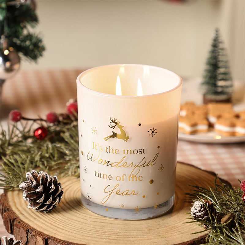 AIKUN Customizable Label Gold Elk Glass Jar Aroma Candles Lasting Fragrance Large Capacity Candle for Christmas