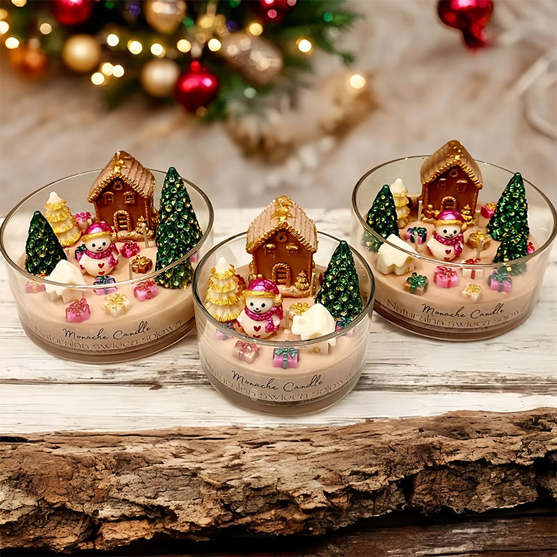 Hot Sell Cute Glass Christmas Candle Handmade Soy Wax Aromatherapy Candle Stylish Room Decor Scented Candle