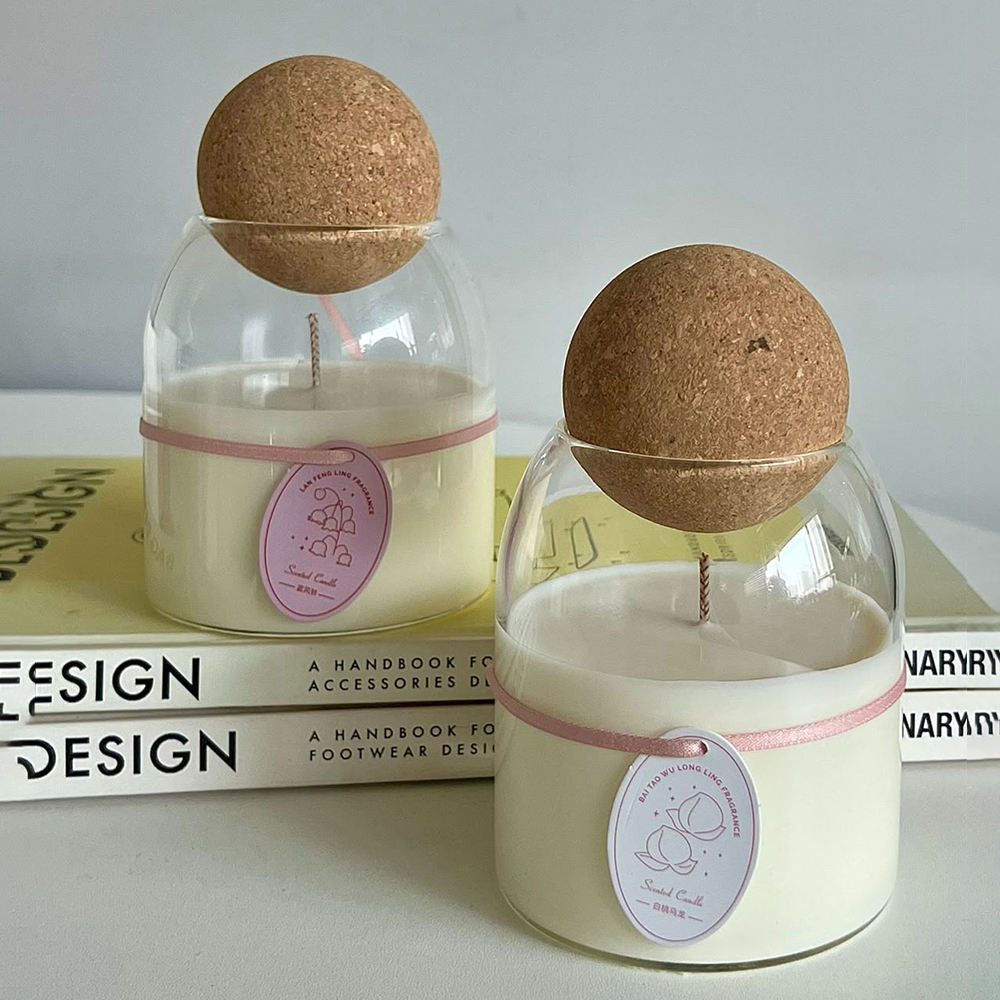 AIKUN Latest Aroma Candles Factory Direct Sale Customizable Fragrant Glass Jar Candles With Cork Ball Wooden Lids Purify Air