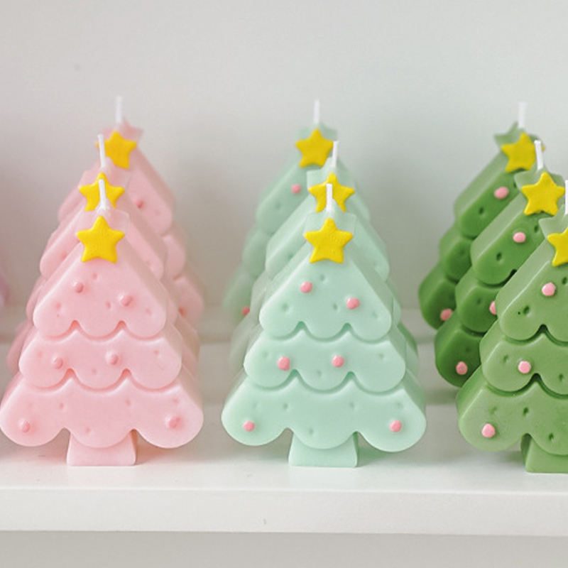 Multicolor Christmas Tree Aromatic Scented Wax Candle Festival Decoration Ornament Xmas Candle