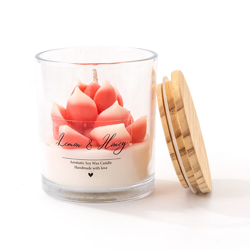 8 * 9cm Pink Succulent Glass Aromatherapy Scented Candle in Stock From the United States, with Wooden Cover and Packaging Box