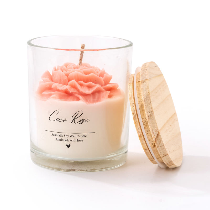 AIKUN Elegant Peony Flower Soy Wax Aromatherapy Candle for Home Decor/Yoga/Meditation/Wedding Gift/Party
