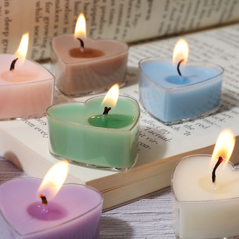 AIKUN Creative Smokeless 4 Piece Set Valentines Scent Romantic Heart Shape Colorful Scented Tea Light Candles