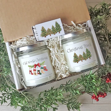AIKUN Scented Candles Christmas Gift Box Transparent Jar Aromatherapy Candles With Silver Lid 2 in 1 Box