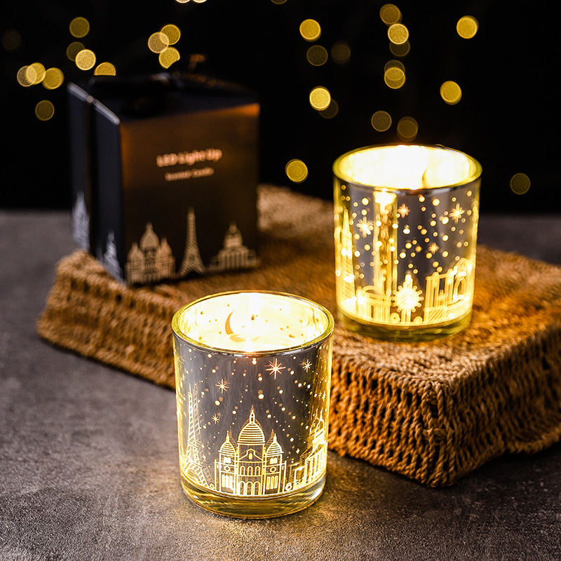 Custom Soy Wax Romantic Christmas Supplies Warmer Unique Decor LED Light Candles Fragrance Scented Luxury Candle