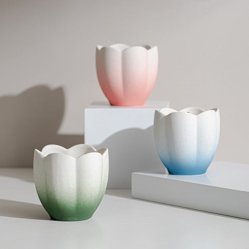 Unique Handmade Bright-faced Flower Shape Ceramic Porcelain Fragrance Aromatherapy Scented Candle With Gift Box
