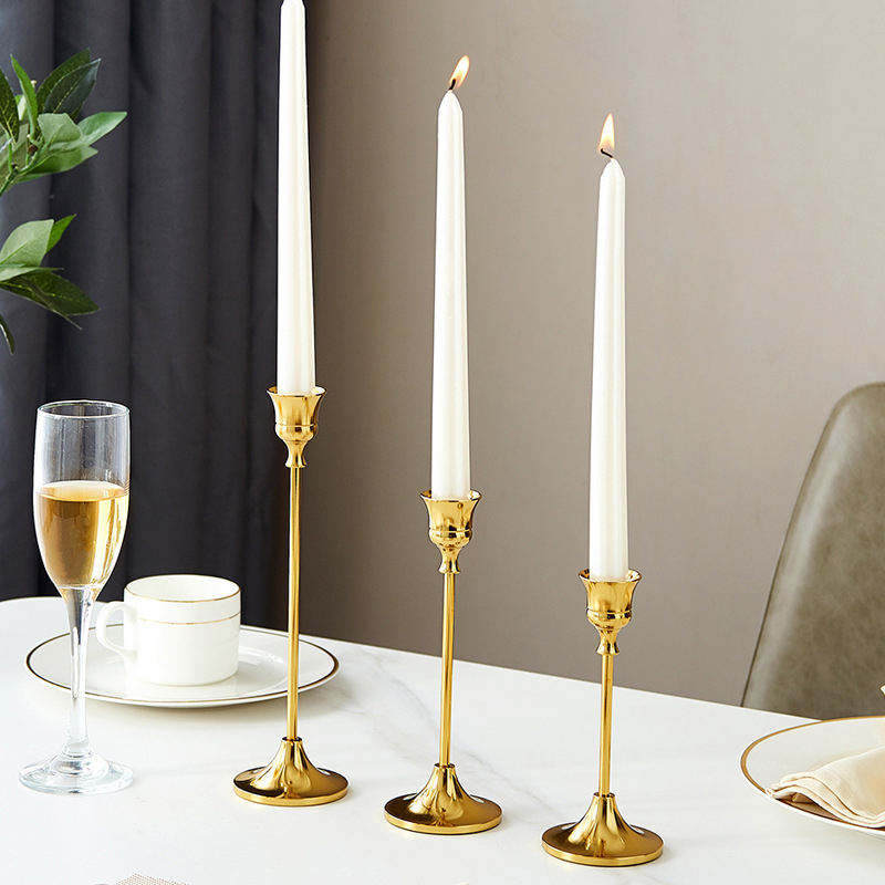 Hot Selling Tapered Gold Metal Candlestick Table Flower Candle Holder for Home Wedding Decoration