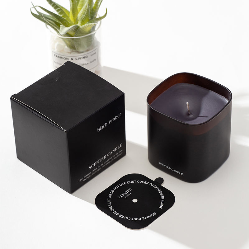 AIKUN Minimalist Black Brown Square Glass Cup Customizable Logo Scented Candles to Relieve Stress Aromatherapy Candles