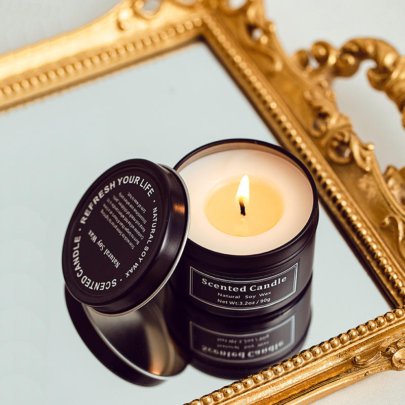AIKUN Home Fragrance 100% Soy Wax Scented Candles Gift Set Home Decor Black Tin Jar Private Label Candle Set