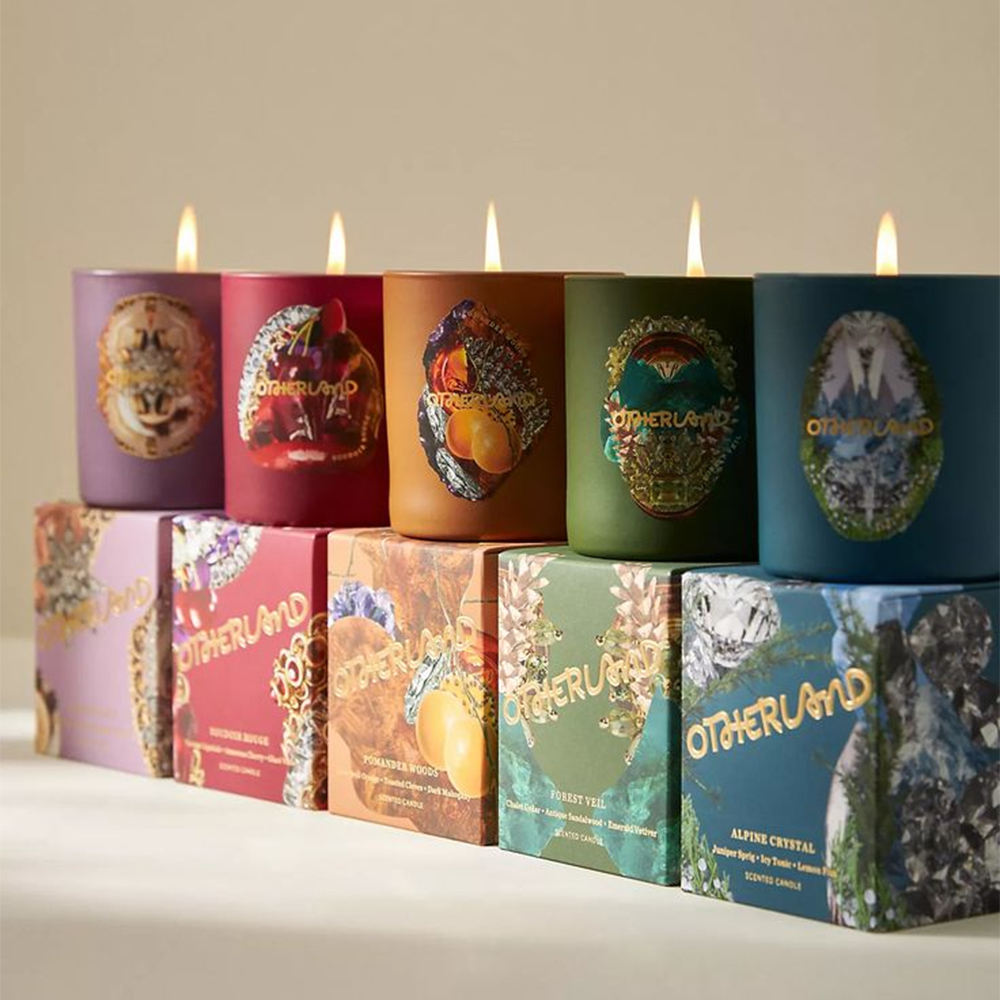AIKUN Colorful Glass Cups Plant-Themed Packaging Fragrant Aroma Candle Gift Sets for Mood Enhancement and Home Decoration