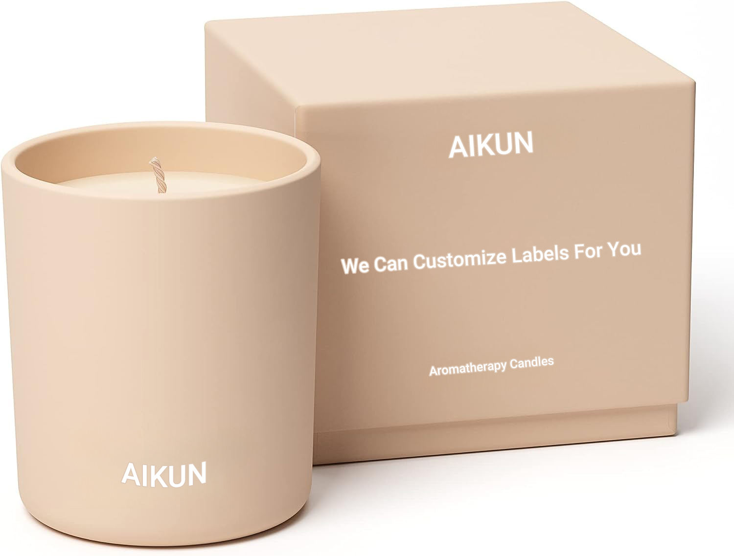 AIKUN Custom Private Label Essential Oil Soy Wax Aromatherapy Candle Luxury Glass Scented Candles Beeswax with Box