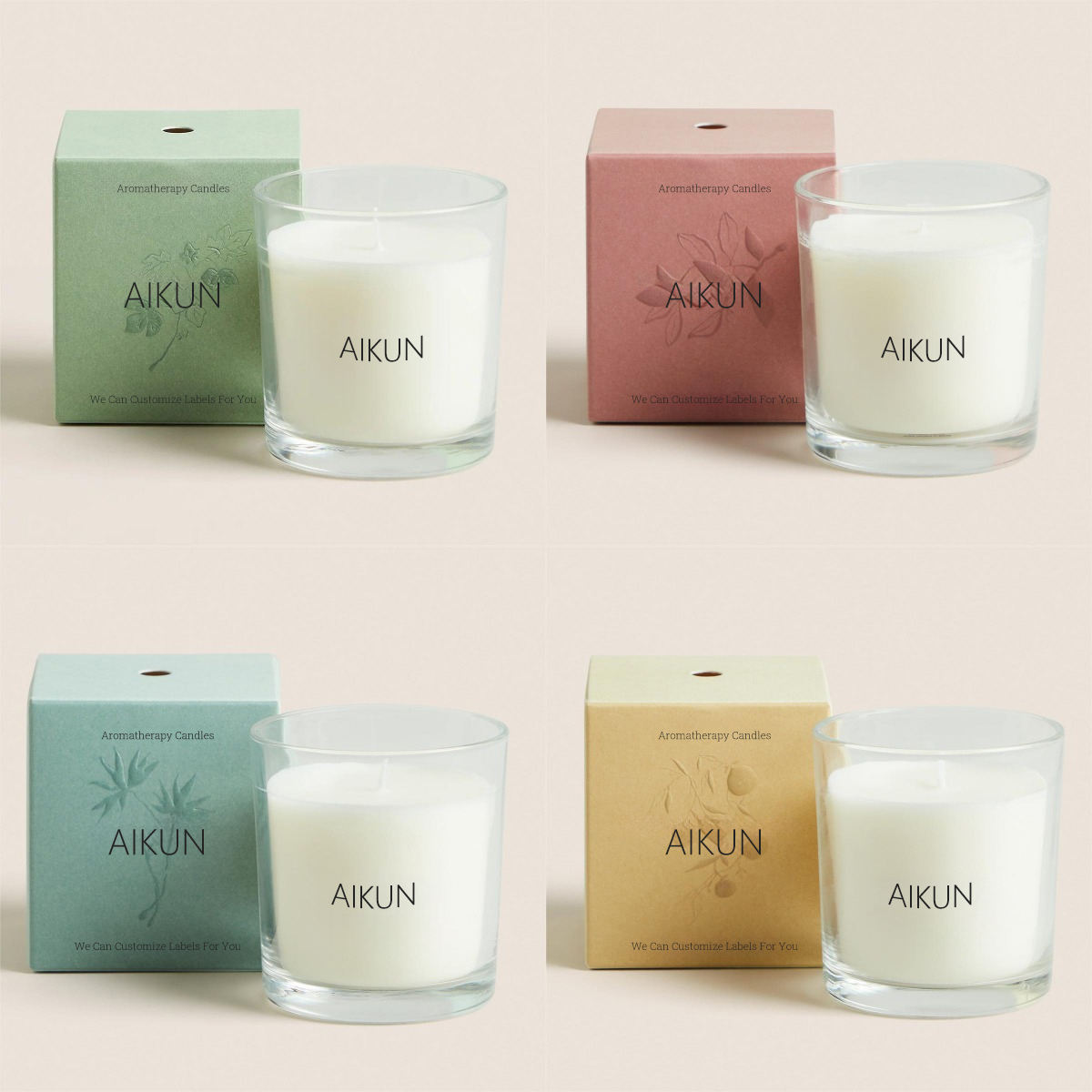 AIKUN Popular Wholesale Customized Gifts Home Decor Luxurious Aromatherapy Candles With Packaging Glass Jar
