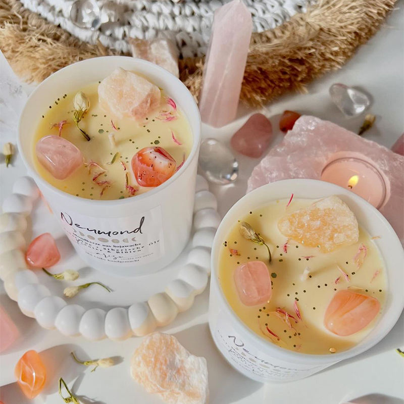 AIKUN Home Fragrance Healing Crystal Infuse Candle Private Label Soy Wax Scented Candles