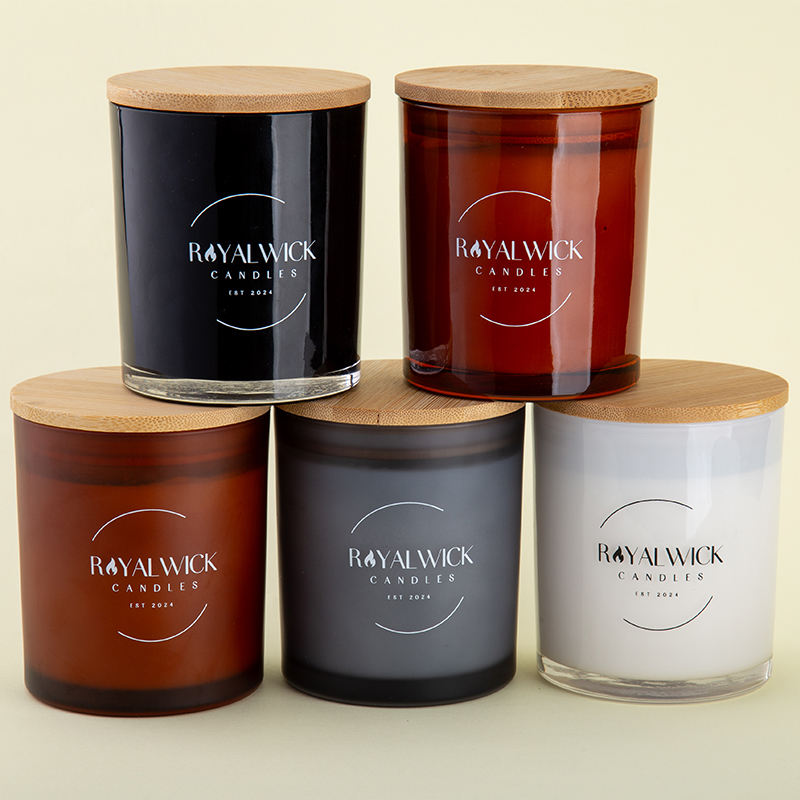AIKUN Fragrance Colorful Glass Amber Soy Wax Scented Aromatherapy Candle Wooden Lid for Home Direction with Gift Box