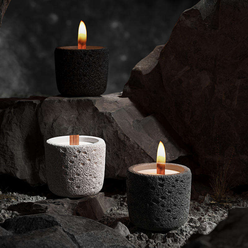 Custom DIY Minimalist Cement Household Fragrance Aromatherapy Mini Scented Candle Colorful Concrete Jar Soy Wax Candle