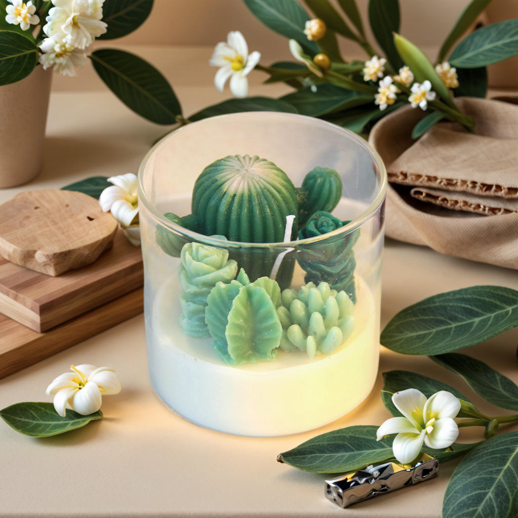 Succulent Plants Aromatherapy Cute Incense Ornaments Handmade Soy Wax Candle for Home Romantic Gift