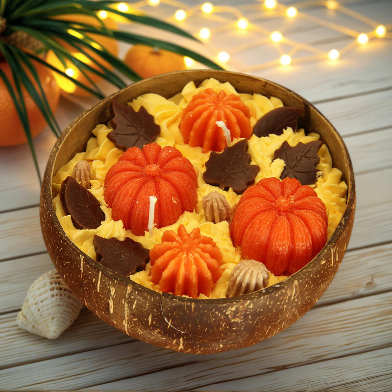 AIKUN Halloween Pumpkin Maple Leaf Aromatherapy Soy Wax Candle Lasting Festive Atmosphere Coconut Scented Candles