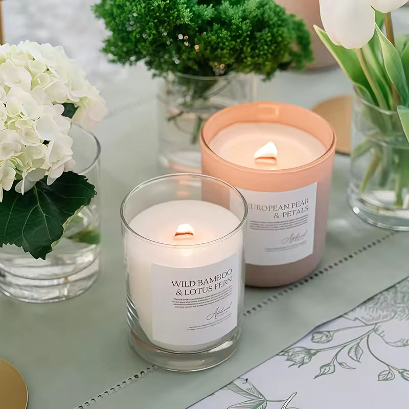 AIKUN High Quality Elegant Colored Glass Jar Candle Handmade Soy Wax Long Lasting Scented Candles for Home Decoration