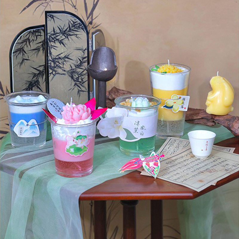 Osmanthus Lotus Glass Cup Atmosphere Gift Fragrance Blind Box Wholesale Creative Styling Wax Scented Candles