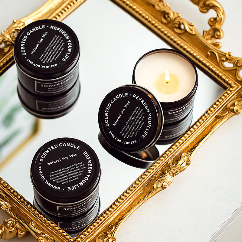 AIKUN Exquisite Black Iron Jar Candle Aroma Candle Wedding Gift Scented Candle With One Box Has Three Jars