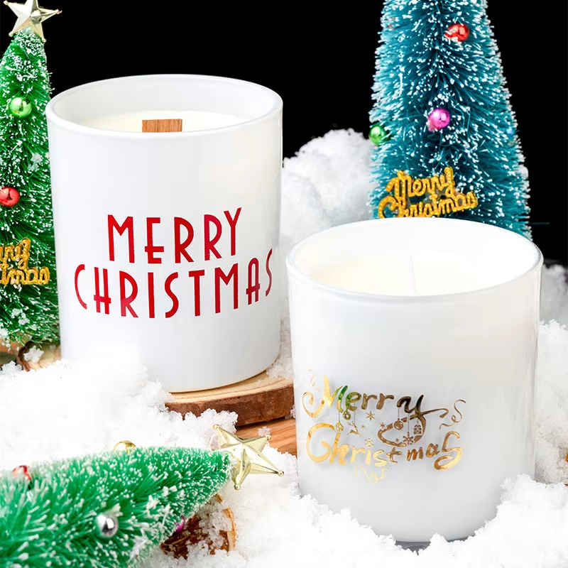 Brand Christmas Decoration Glass Jar Perfume Essential Oil Soybean Wax Minimalism With Lid Scented Candle