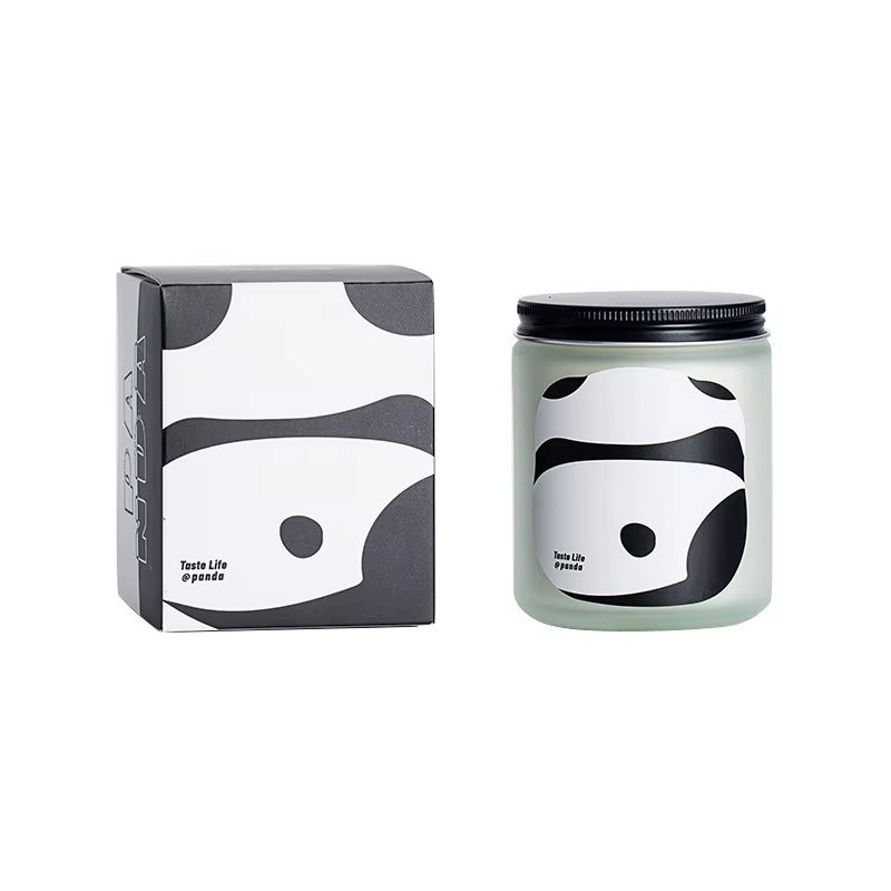 Wholesale Lovely Giant Panda Soy Wax Hotel Spa Home Fragrance Gifts Candles With Cover Decoration Glass Jar