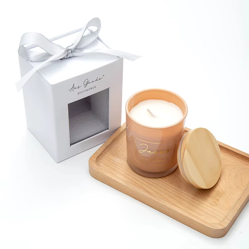 Luxury Aroma Customized Logo Home Decoration Incense With Wooden Cover Soy Wax Candle Glass Jars