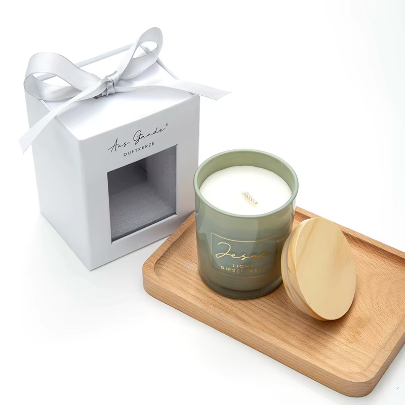 Luxury Aroma Customized Logo Home Decoration Incense With Wooden Cover Soy Wax Candle Glass Jars