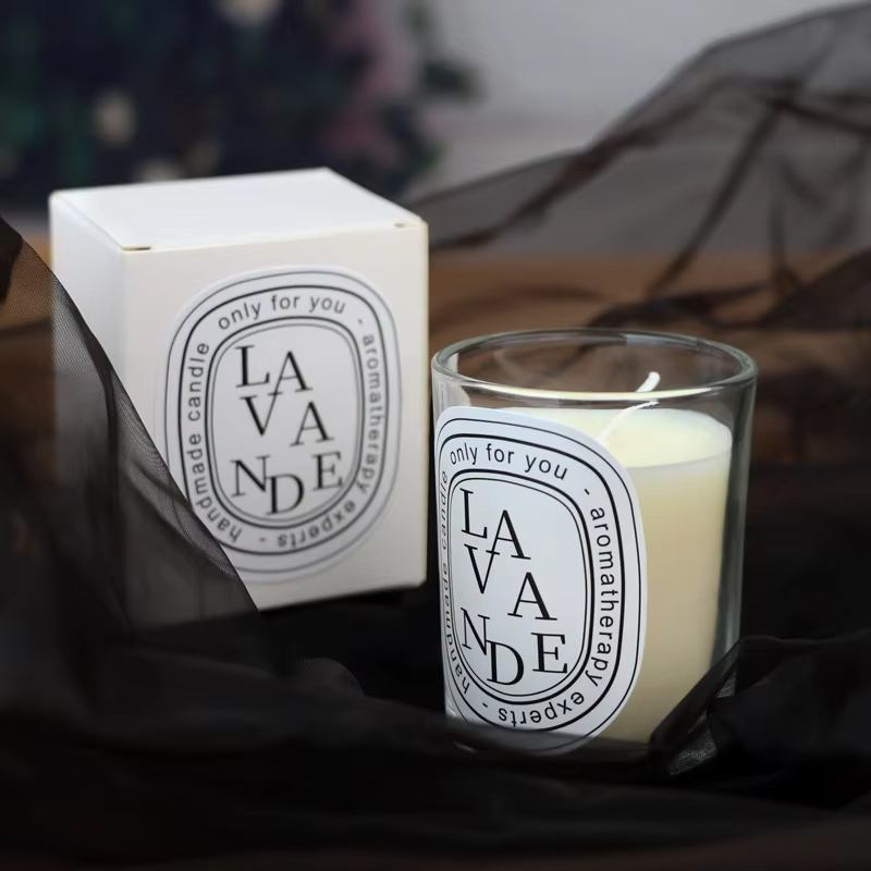 High Quality Luxury Customized Private Label Transparent Circular Soy Wax Scented Candle Glass Jar