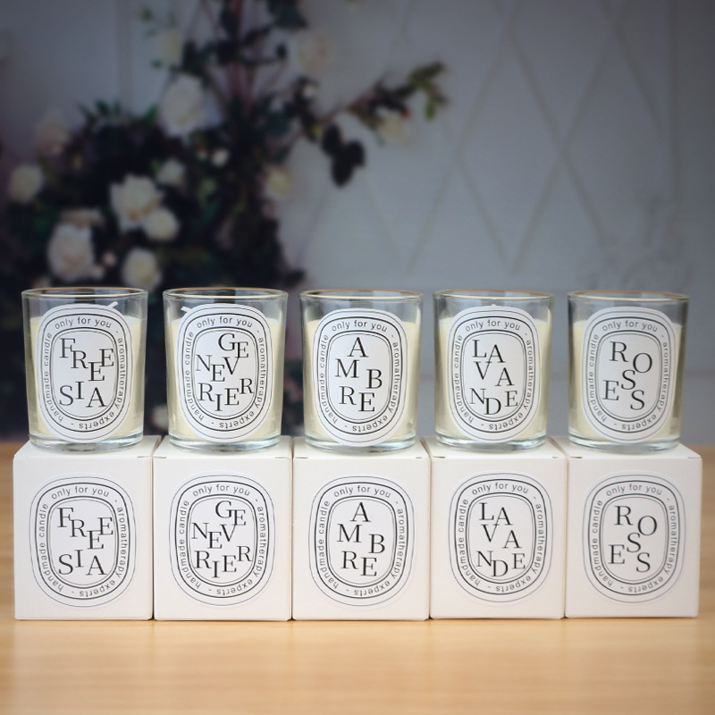 High Quality Luxury Customized Private Label Transparent Circular Soy Wax Scented Candle Glass Jar