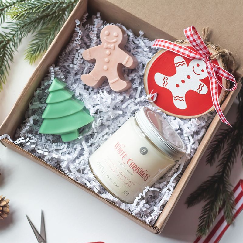 Christmas Tree Soy Wax Glass Luxury Customized Private Label Incense Candle Gift Box Set Glass Jar