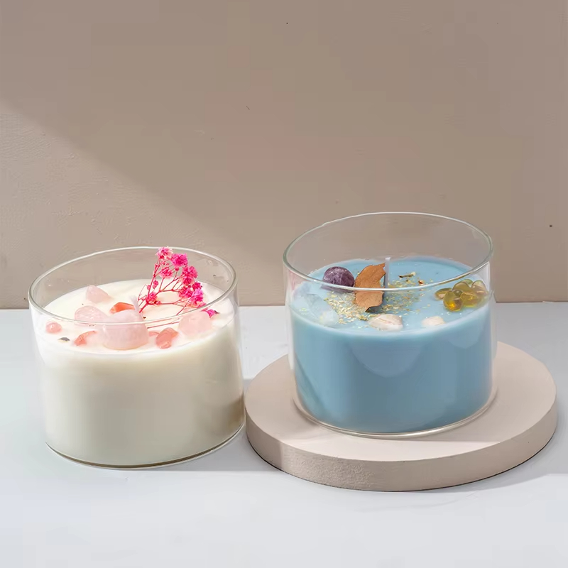 Beautiful Luxurious Customized Large-Sized Soy Wax Factory Price Crystal Stone Dried Flower Candle Glass Jar