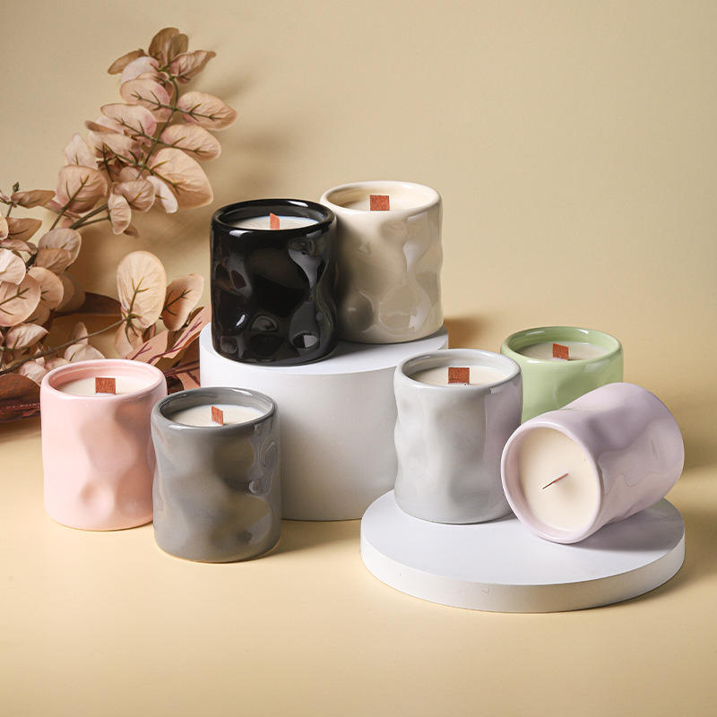 Luxurious And Uniquely Shaped Ceramic Candles With Colorful Cream Style Aromatherapy Treatment Aroma Soy Wax Ceramic Jar