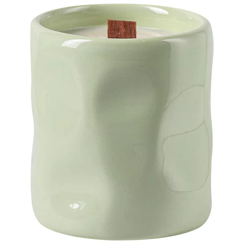 Luxurious And Uniquely Shaped Ceramic Candles With Colorful Cream Style Aromatherapy Treatment Aroma Soy Wax Ceramic Jar