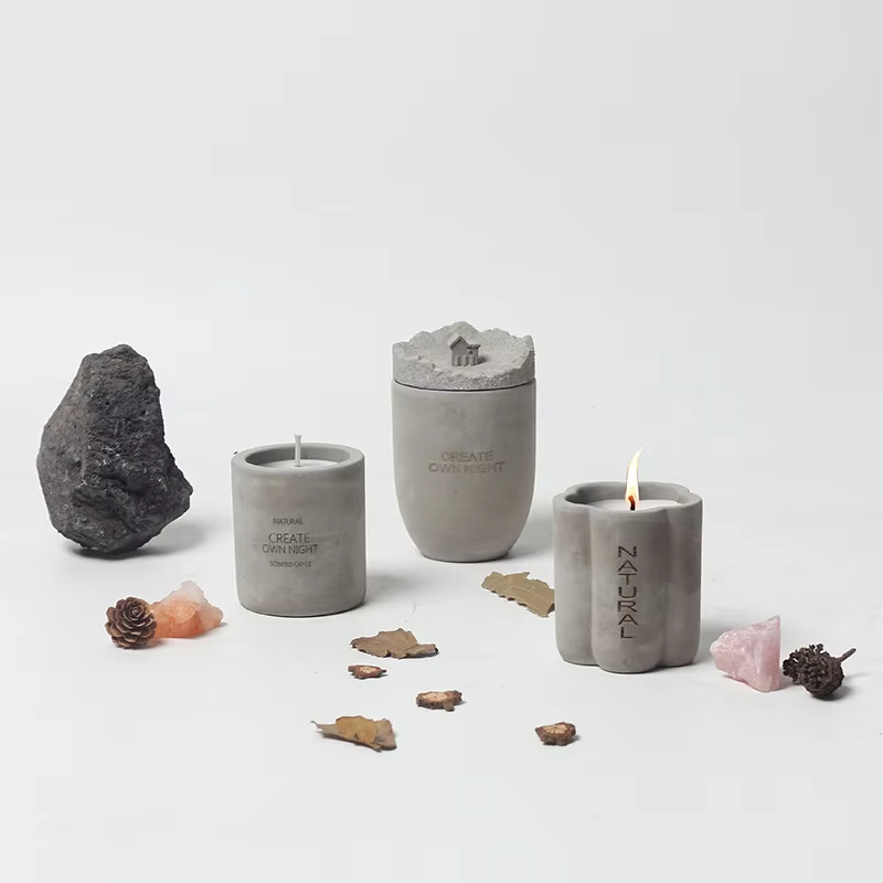 Soy Wax Candles Luxury Cylindrical Cement Concrete Candles Lavender Fragrance Scented Home Hotel Bar Decor Candle