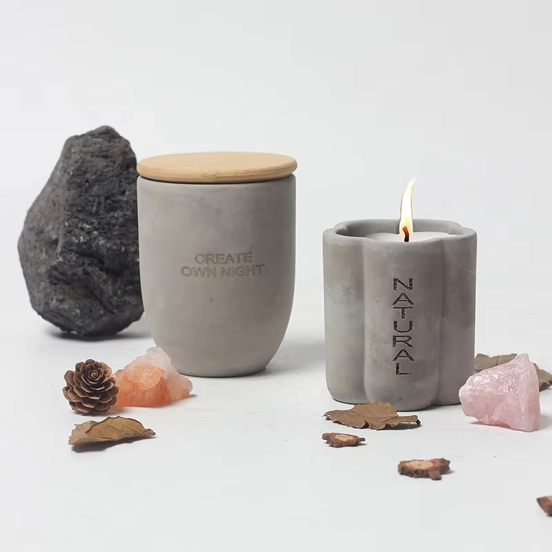 Soy Wax Candles Luxury Cylindrical Cement Concrete Candles Lavender Fragrance Scented Home Hotel Bar Decor Candle