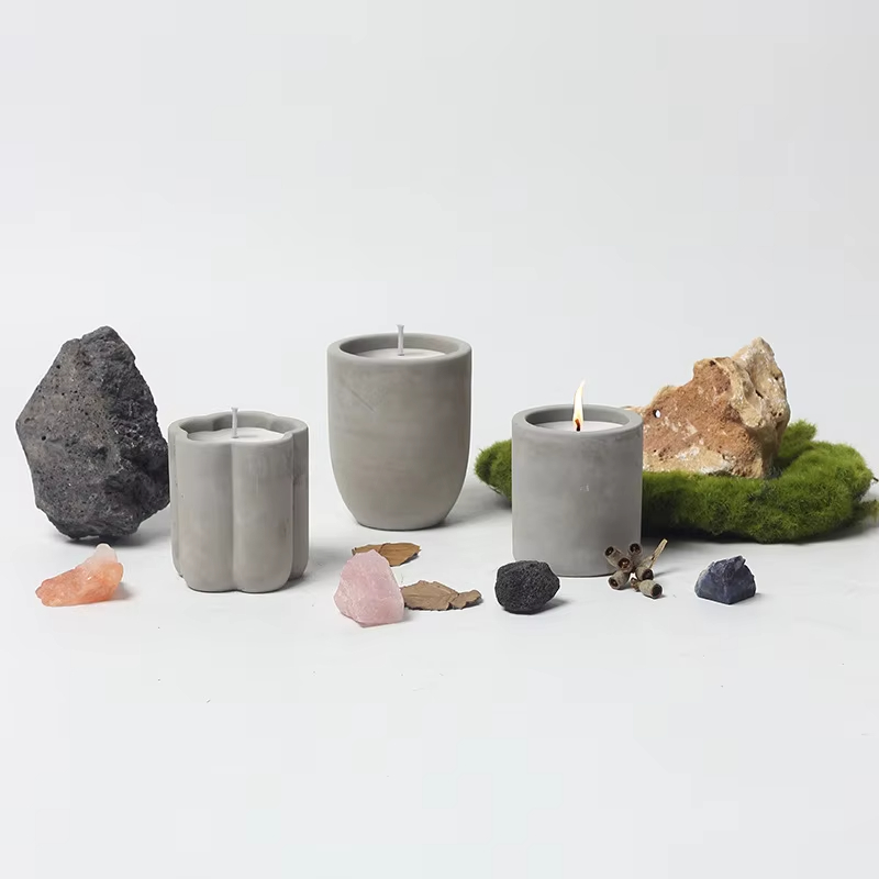 Soy Wax Candles Luxury Cylindrical Cement Concrete Candles Lavender Fragrance Scented Home Hotel Bar Decor Candle