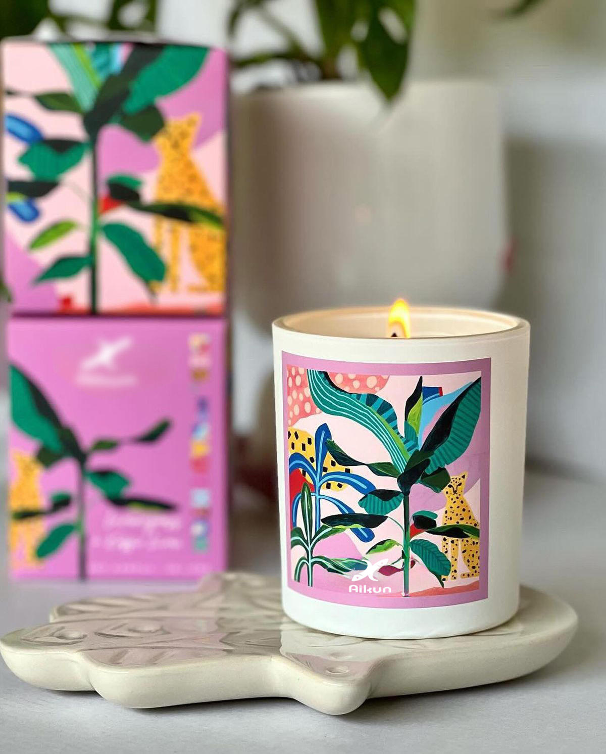 AIKUN 2025 Hand-Painted Color Tags Aromatherapy Candle Air Purifying Mood Enhancing Gift Candle