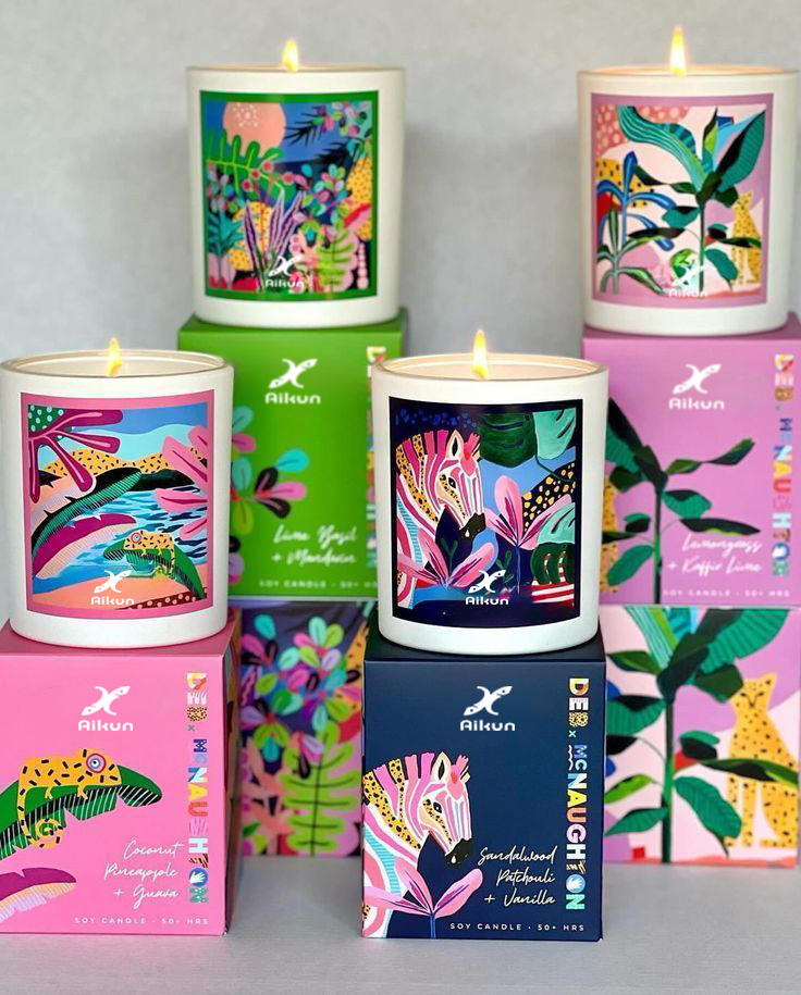 AIKUN 2025 Hand-Painted Color Tags Aromatherapy Candle Air Purifying Mood Enhancing Gift Candle